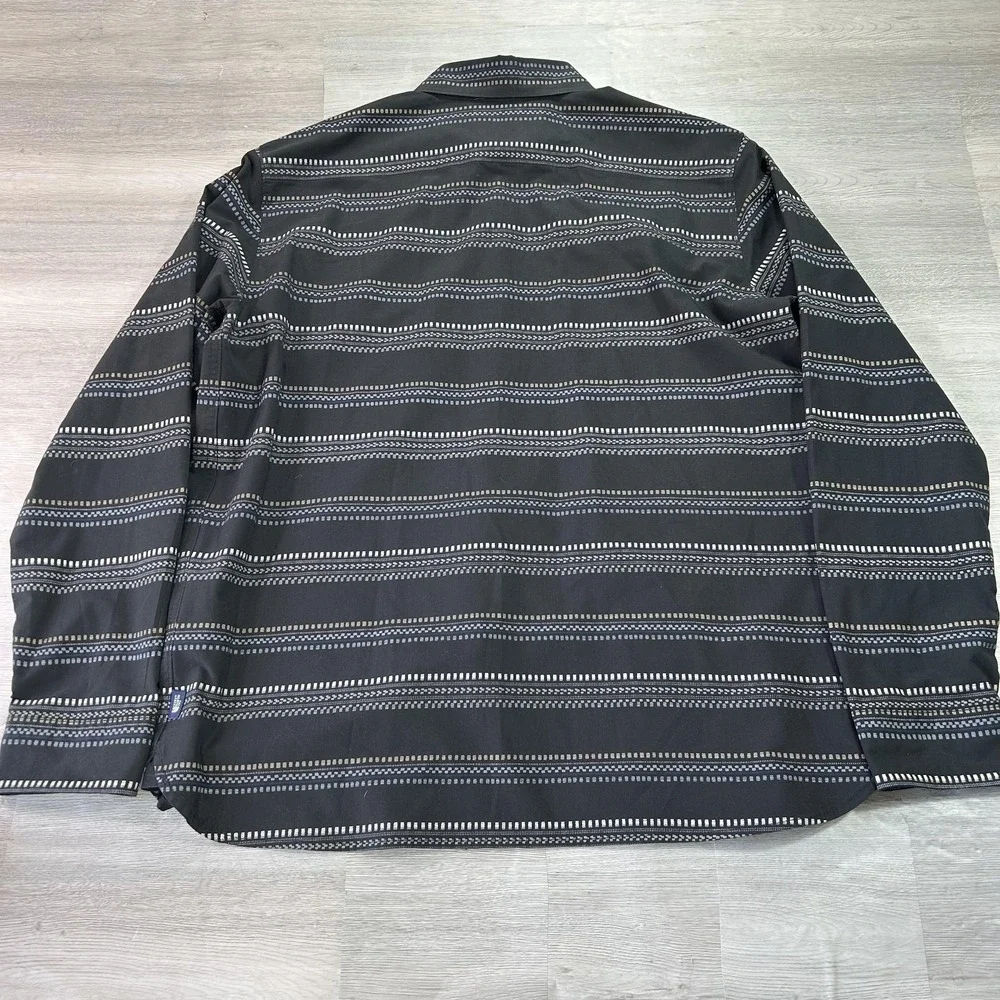 The North Face Shirt Mens Large Black‎ Stripe Long Sleeve Button Up Casual